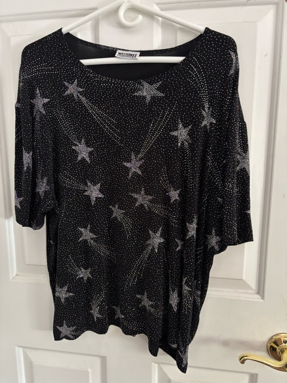 Vintage Western Collection Black Glittery Shooting Star Top